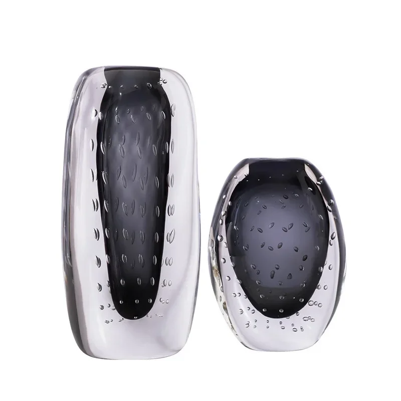 

Grey thickened crystal heaviness bubble vase decorative glass glazed handicrafts wholesale clearance crystal texture