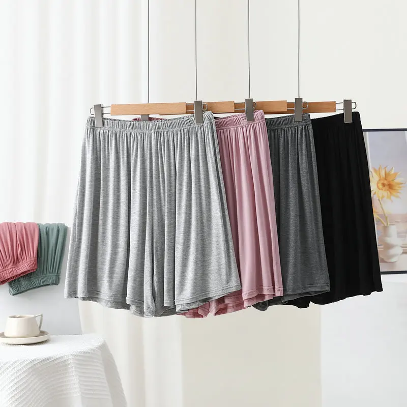 Pantaloncini modali a vita alta pantaloni da notte Casual da donna estivi sopra il ginocchio Plus size pantaloni di sicurezza a gamba larga in tinta