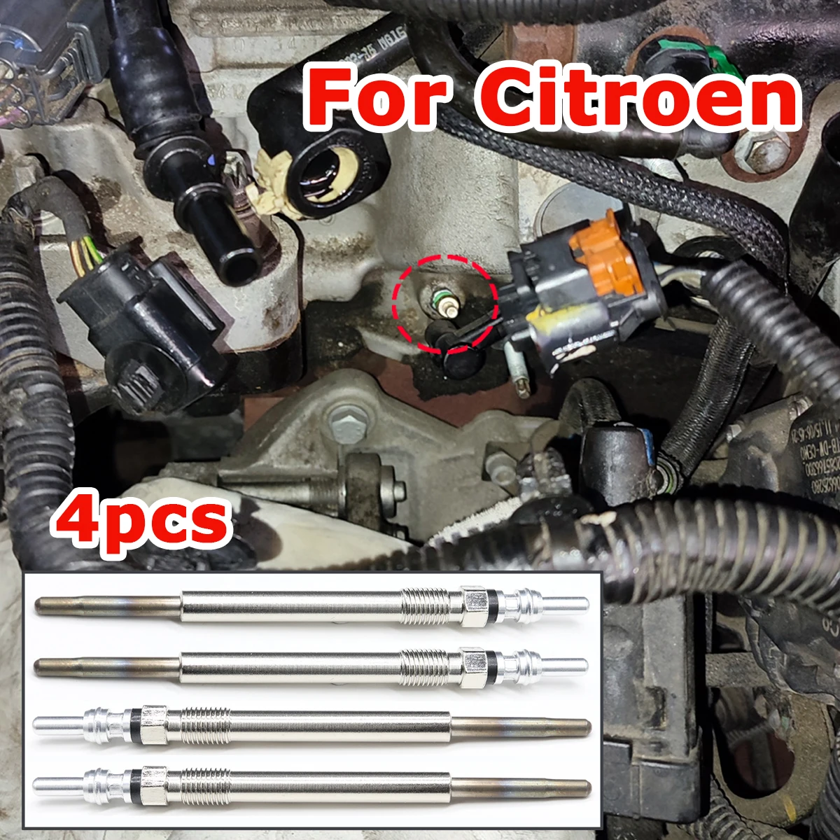 

5V Diesel Heater Glow Plugs 1682276 1703269 1824690 9683195280 For Citroen Berlingo C-Elysee C3 C4 Grand Picasso Aircross Cactus