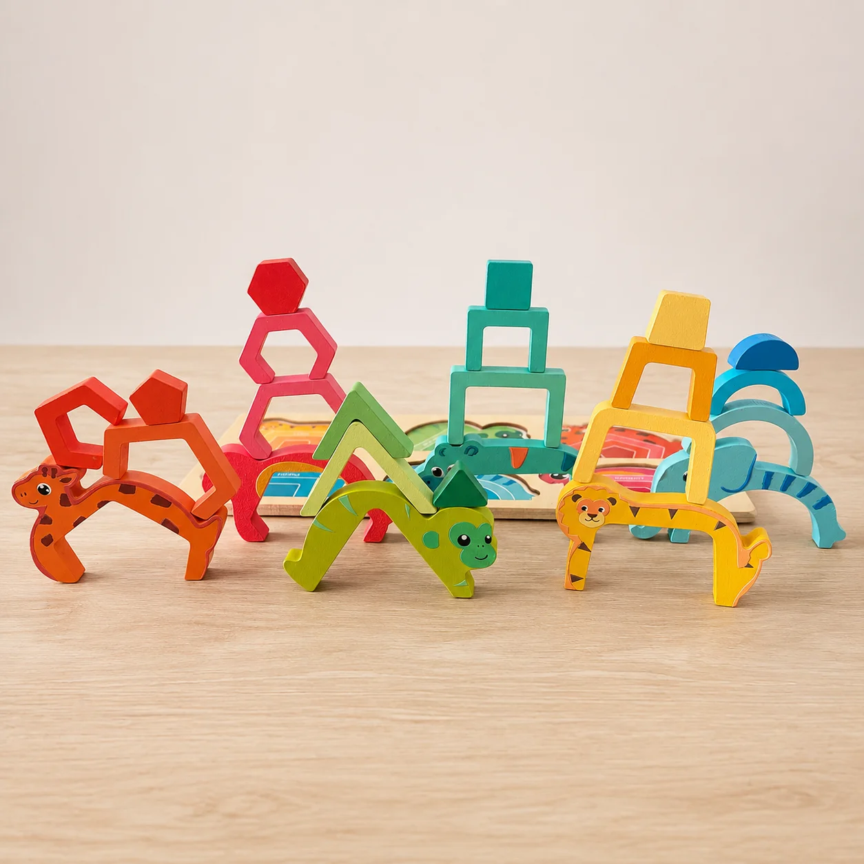 Wooden Animal Balance Stacking Challenge Game, 24-Piece Gravity Strategy Tabletop Set, Christmas Birthday Gift