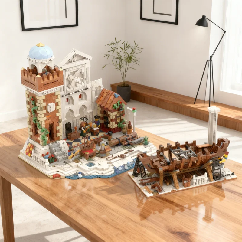 

3168pcs MOC Renaissance Shipwright Castle Model Building Blocks DIY Gift Creative Collectible Display Decor Premium Adult Kids