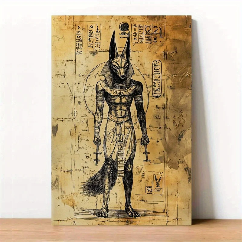 1pc Unframed Canvas Poster - Anubis Wall Art, Egyptian God of Embalming & Mummification, Frameless, Ideal for Living Room, Bedro