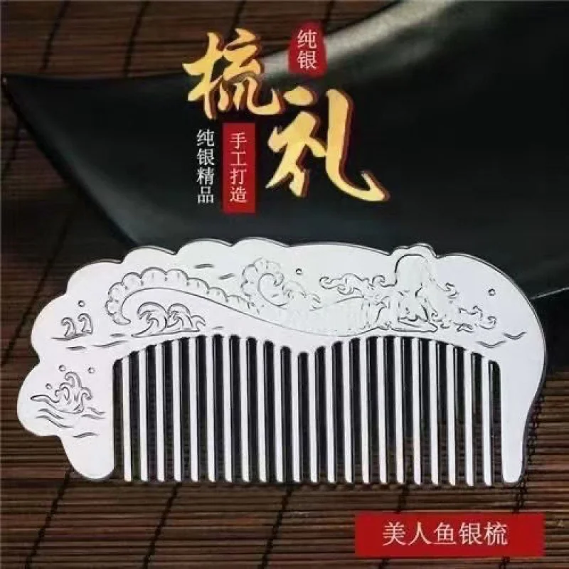 Gua Sha 999 Women Yunnan Snowflake Silver Hair Comb Elderly And Mothers