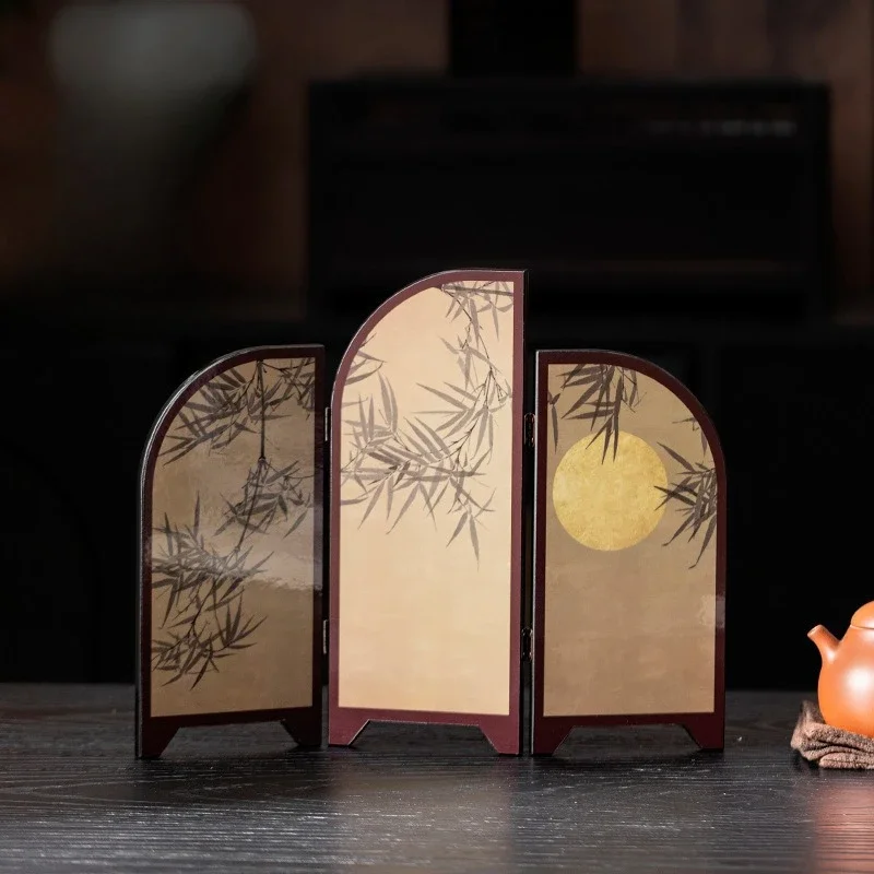 1Pc New Chinese Desktop Screen Setting Table Painting Chinese Antique Decoration Setting Painting Creative Niche Foldable Screen