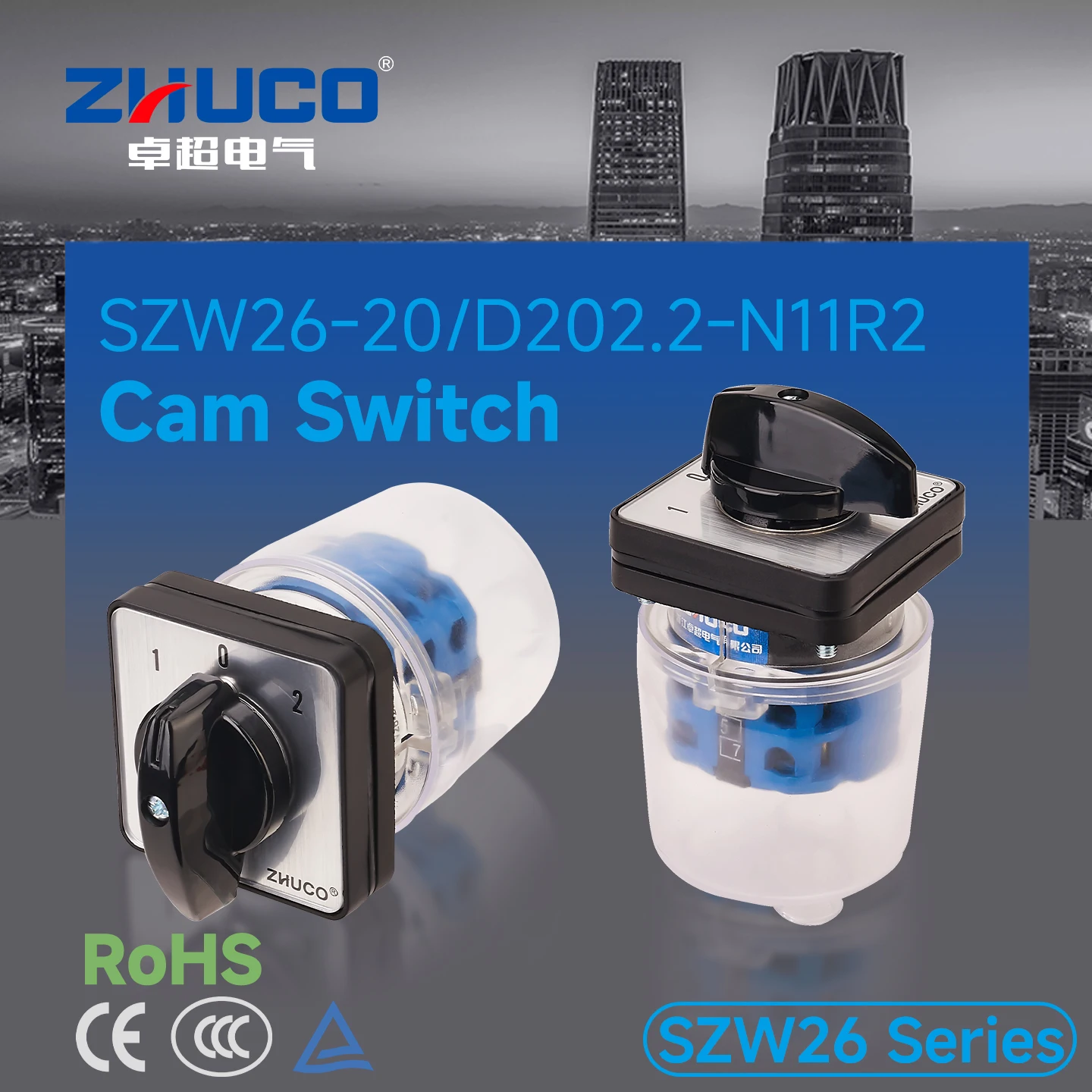Szw26-20/D202.2N11R, 3-Position 2-Section Dustproof Protected Cam Combination Rotary Universal Changeover Switch