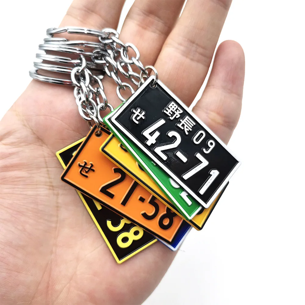 Car Japanese License Plate Keychain 3D Number Plate Keyring JDM Racing For Tokyo Osaka Metal Key Ring Auto Key Chain Accessories