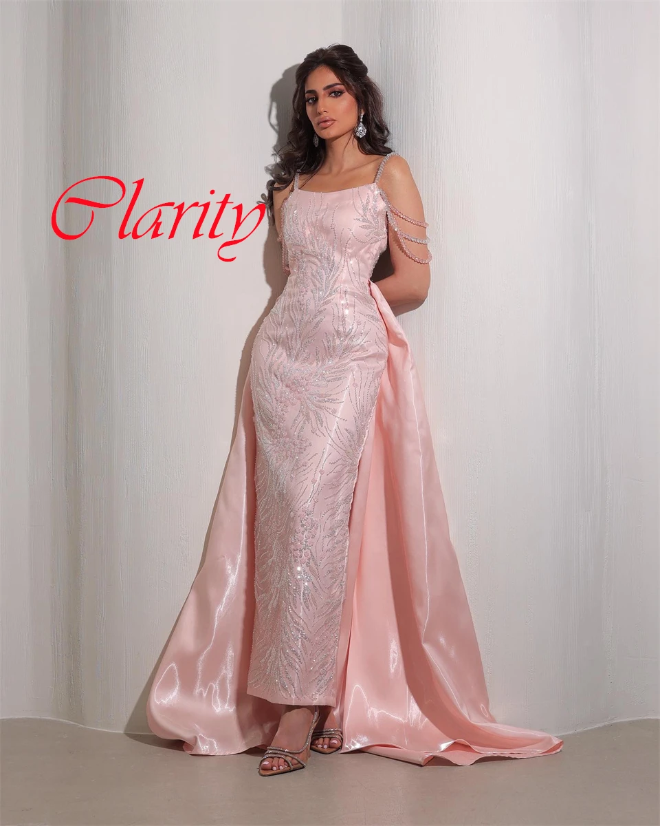 

Customized Graceful Champagne Satin Evening Dress Elegant Square Collar Spaghetti Straps Zipper Back Beading Homecoming Dress