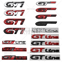 Car GT Line 3D Metal Chrome Zinc Alloy Emblem Car Badge Body Fender Adhesive Emblem for Peugeot GT RCZ 308 508 3008 5008