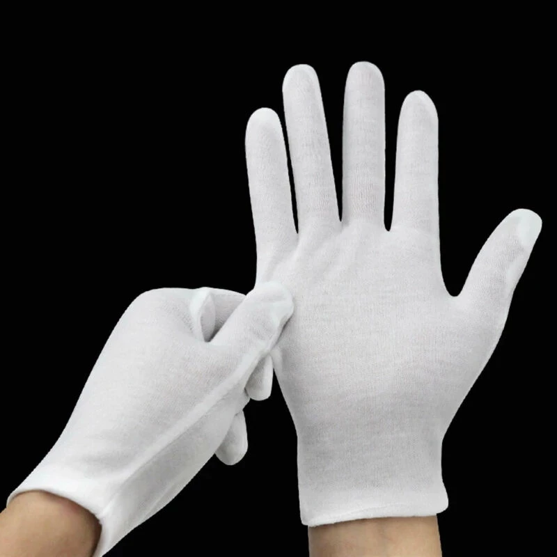 24PCS White Gloves 12 Pairs Soft Cotton Gloves Coin Jewelry Silver Inspection Gloves Stretchable Lining Glove