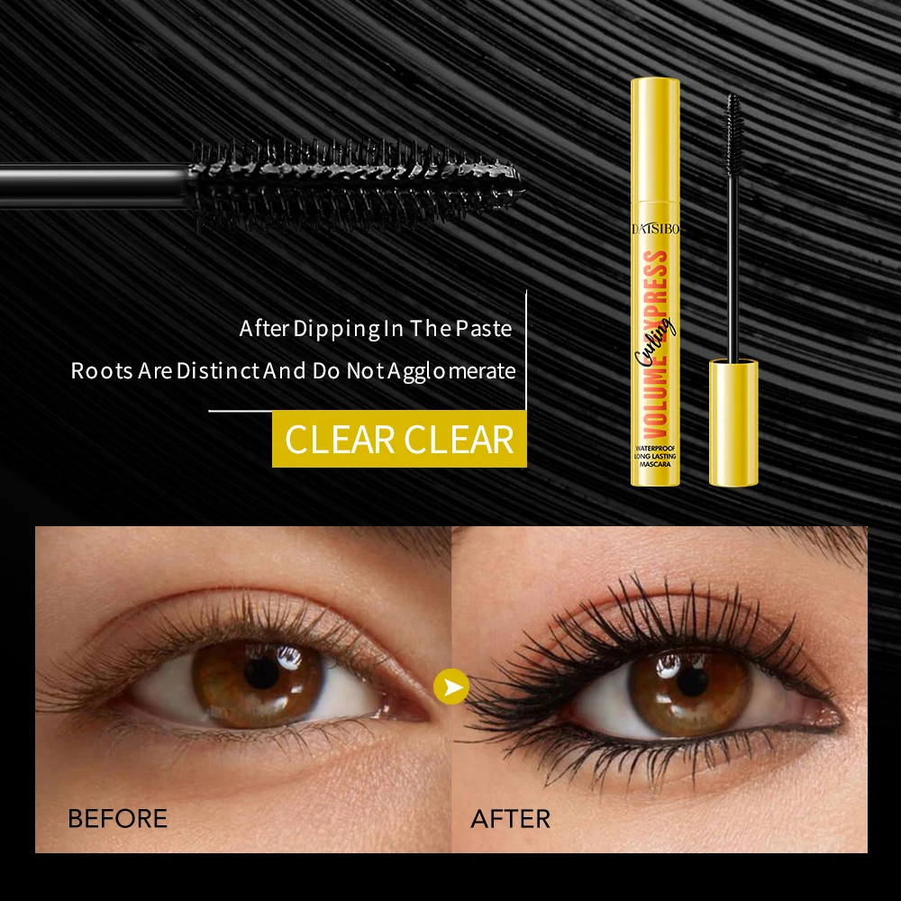 DAISIBO 블랙 컬링 마스카라 - 매끄럽고 속건성, 섬유질, 가늘고 도톰한 7D 입체감, 24시간 지속되는 세팅