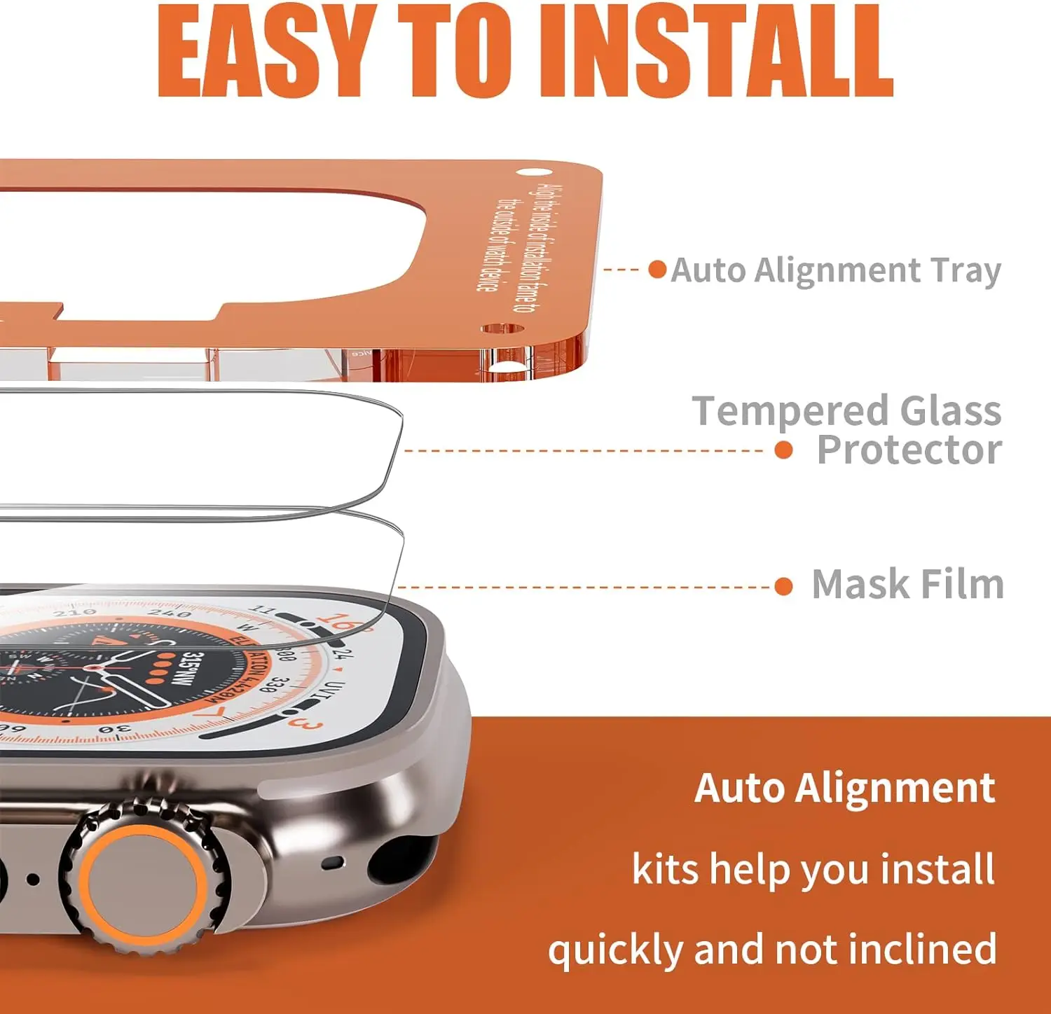 Tempered Glass Screen Protector Case Cover For Apple Watch Series Ultra 2 3 1 49MM 49 MM Protection Protective Film Accessories