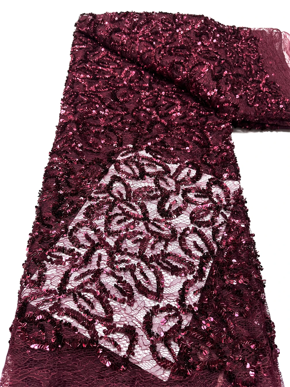 Luxurious Nigerian African Beaded Lace Fabric 2026 High Quality Sequins Embroidery African French Lace Fabric For Sewing Dress view 3