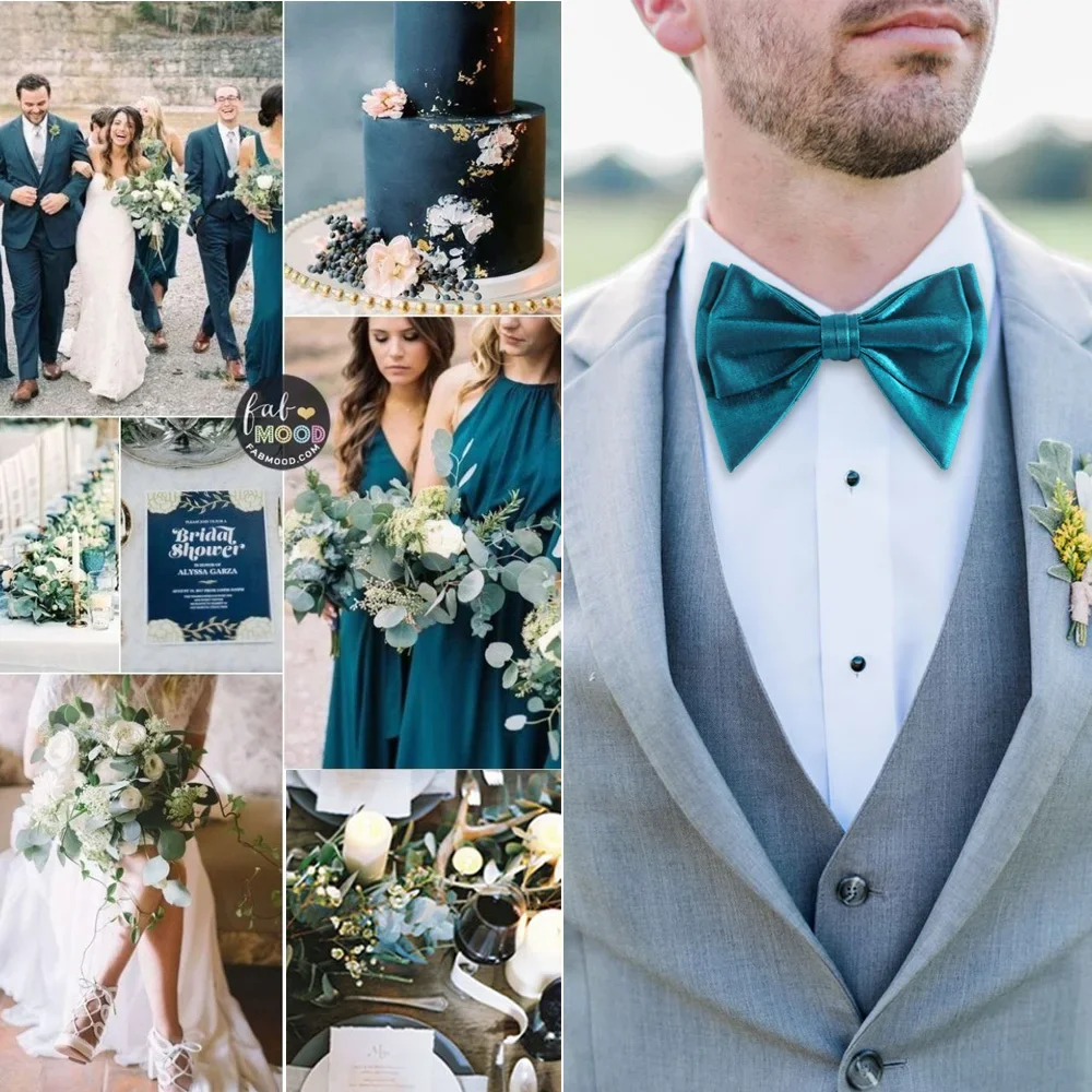 New Bow Ties For Men Pre-tied Style Over sized Bow ties Gloss Fabric Solid Color Formal Men Bow tie For Wedding Party