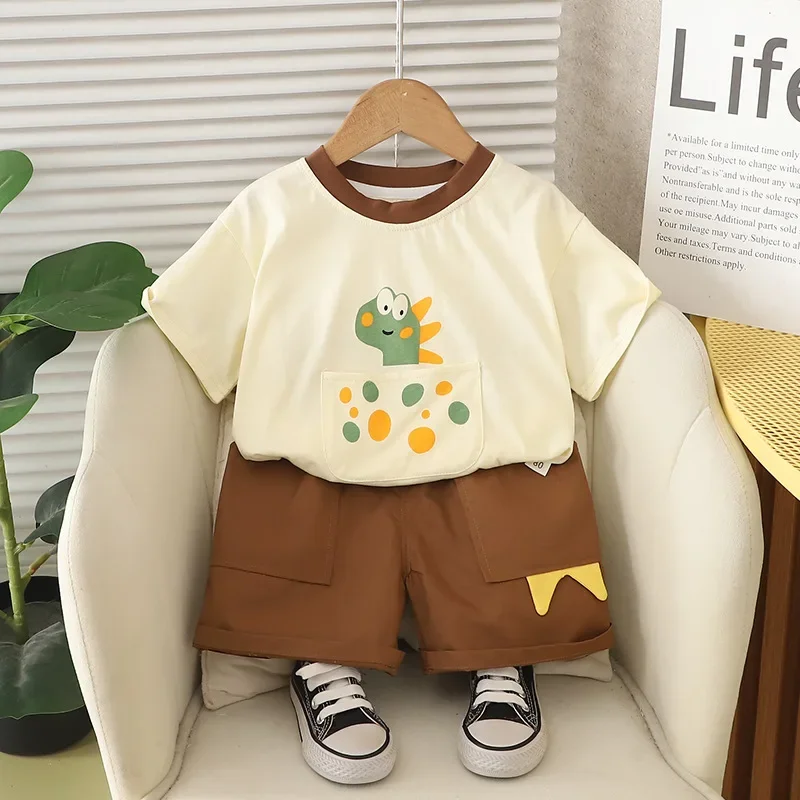 

New Summer Baby Boys Clothes Suit Children Short Sleeved T-Shirt Shorts 2Pcs/Sets Kids Clothing Infant Casual Cartoon Costume