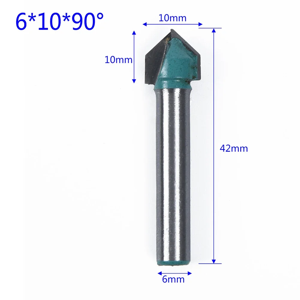 1Pcs 6mm Shank 90 Degree V-shaped Router Bit Woodworking Engraving Milling Cutter Double-edged Cutting ​Acrylic Wood Tools