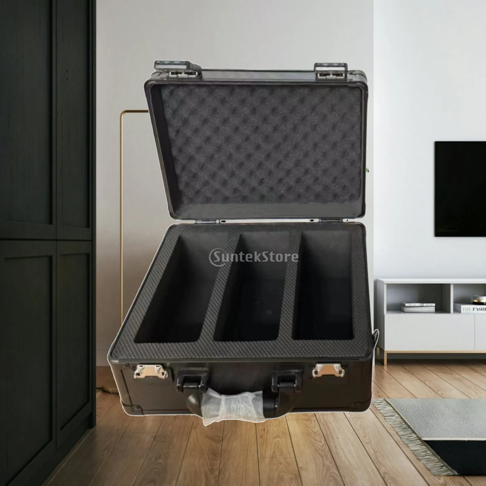 Maleta de Transporte com Espuma, Estojo de Armazenamento com Fecho e Alça de Ombro, Resistente e Portátil para Viajantes, Viagens, Estúdio