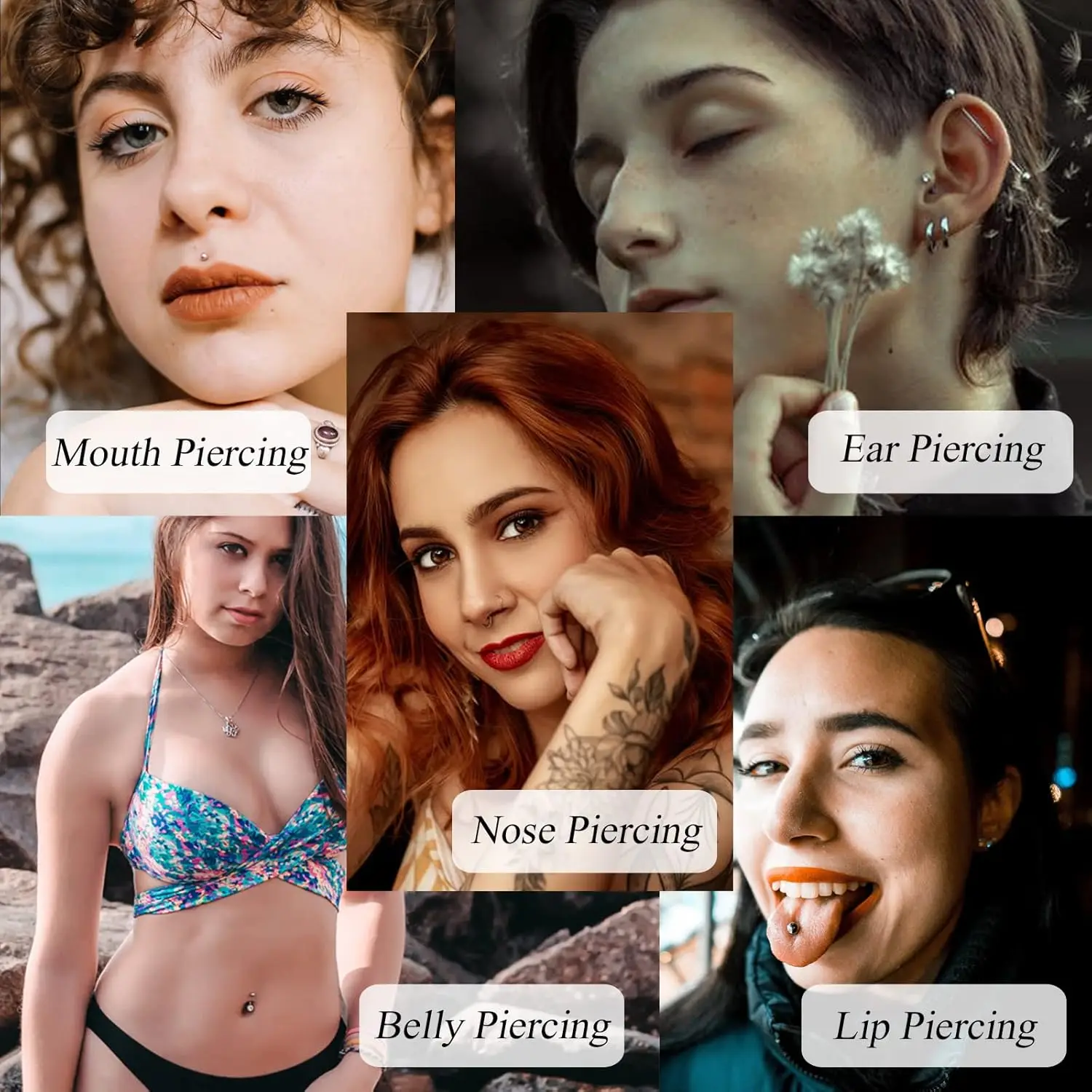 100/25/5 قطعة ثقب الإبر العقيمة المتاح ثقب الجسم إبرة جوفاء الأذن الأنف اللسان أداة ثقب البطن 14/16/18/20/22 جرام #5