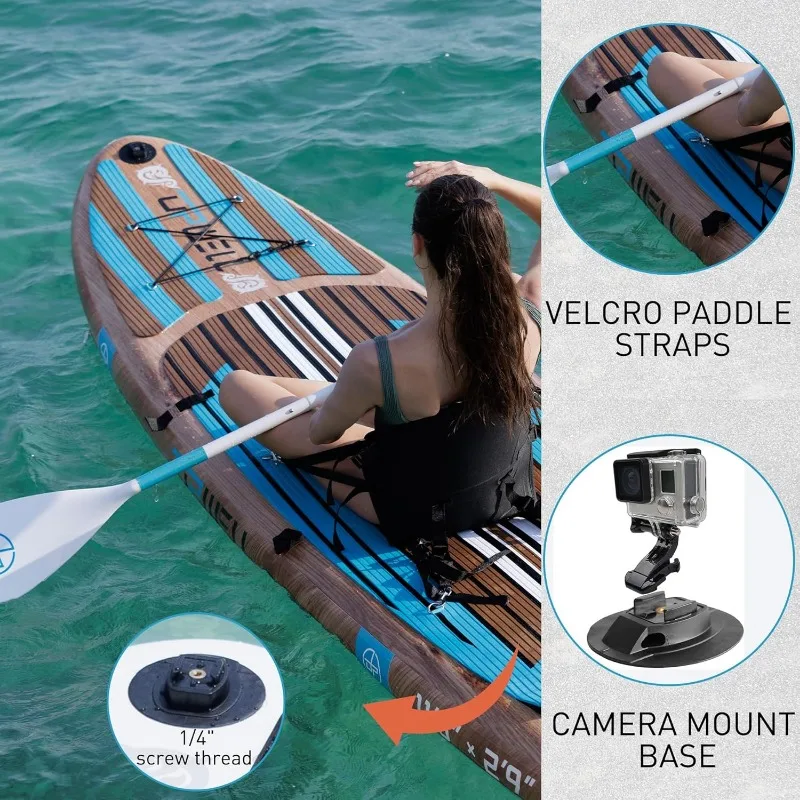 UPWELL 10'6 "/11'/11'6" Inflatable Paddle Board, Stand Up Paddle Board สําหรับเยาวชนและผู้ใหญ่, การออกแบบที่มั่นคง, อุปกรณ์ SUP ระดับพรีเมียม