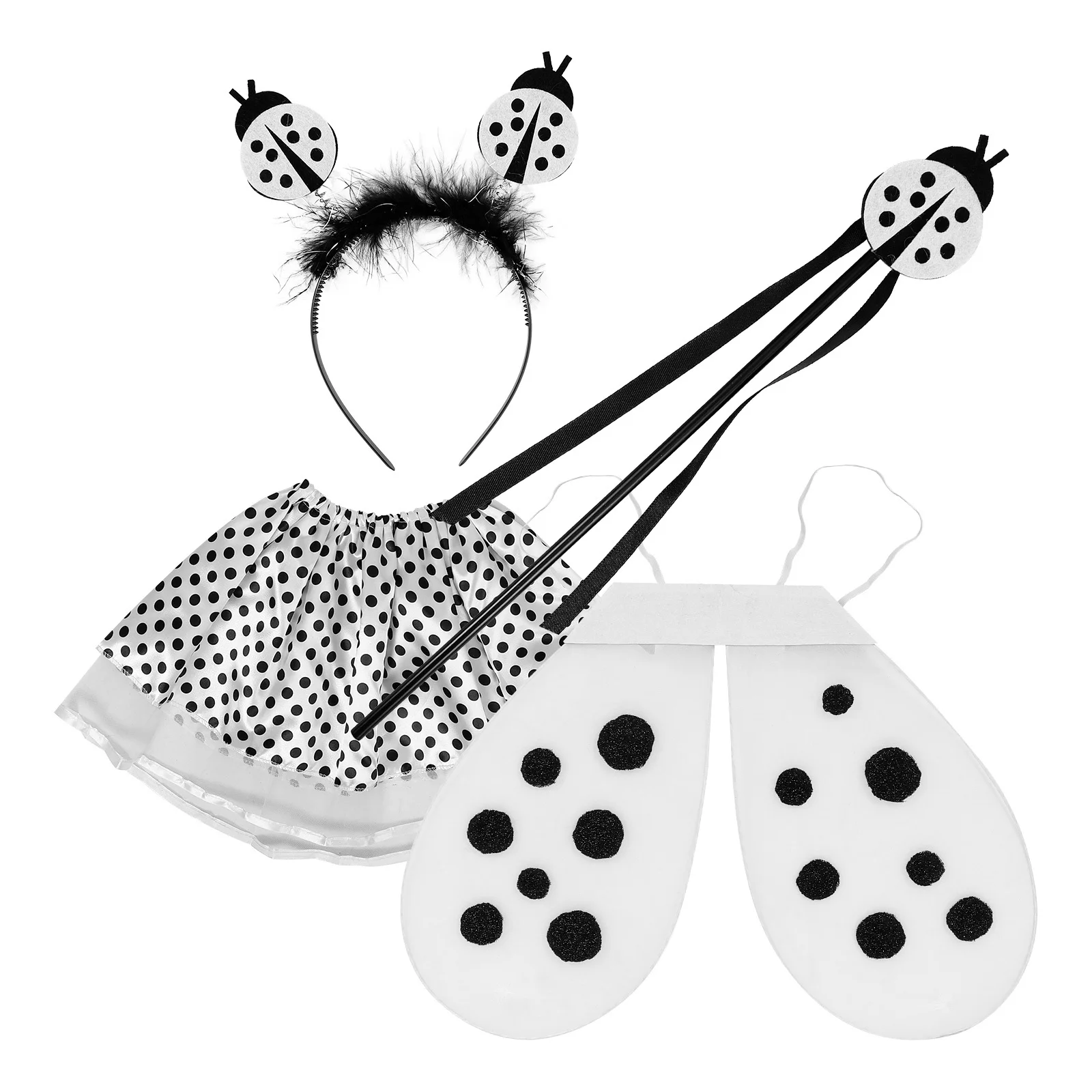 1 مجموعة أسود أبيض أجنحة الخنفساء الاطفال زي مجموعة لينة مريحة أجنحة التعادل تصميم أداء الحفلات تأثيري الجناح للأطفال #4