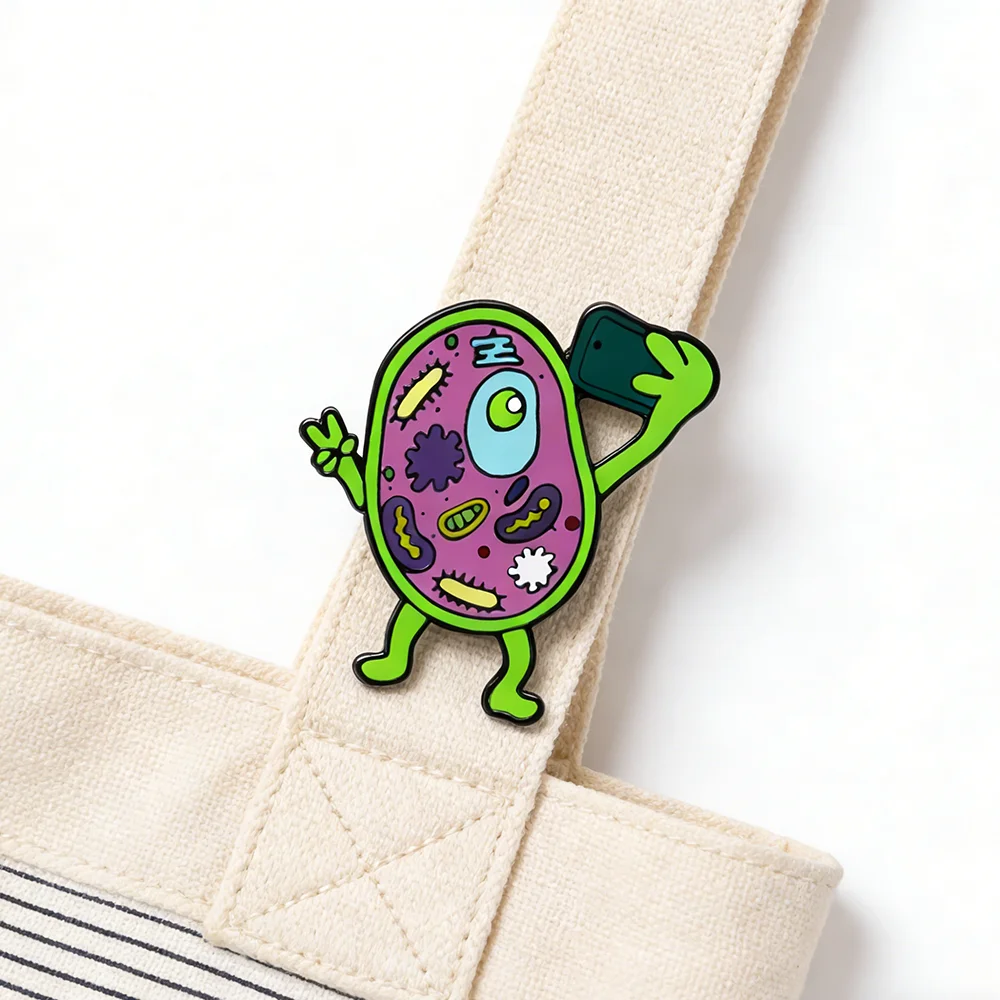 DCARZZ Funny Biology Bacteria Enamel Brooch Pin Fashion Science Lab Badge Jewelry for Women Men Backpack Lapel Decoration