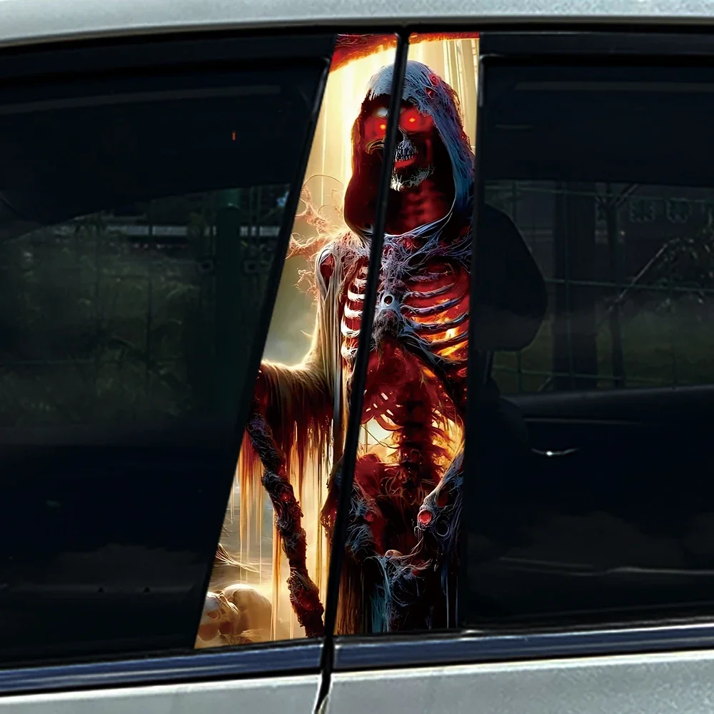 2pcs Ghost Phantom Specter Wraith Car Center Pillar Sticker B Pillar Protective Film Decoration For Mitsubishi For Lancer