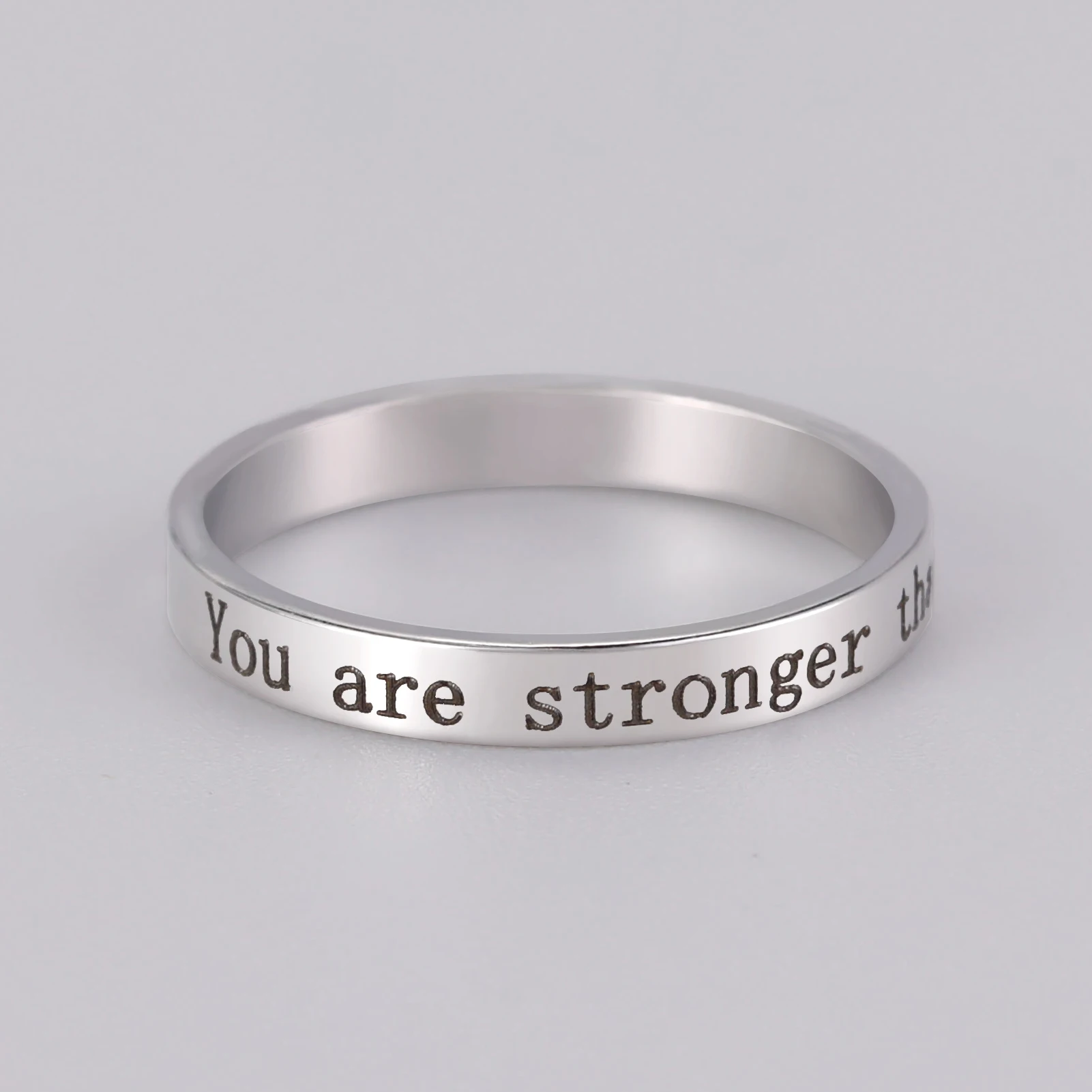 Cooltime Positive Words Inspirierender Ring für Damen und Herren, Edelstahl-Fingerringe, Modeschmuck, Freundschaft, Verlobungsgeschenk – Detail 7
