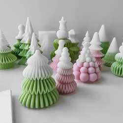 3D Origami Christmas Tree Silicone Mold DIY Aroma Candle Plaster Handmade Drip Gel Creative Christmas Decoration Mould