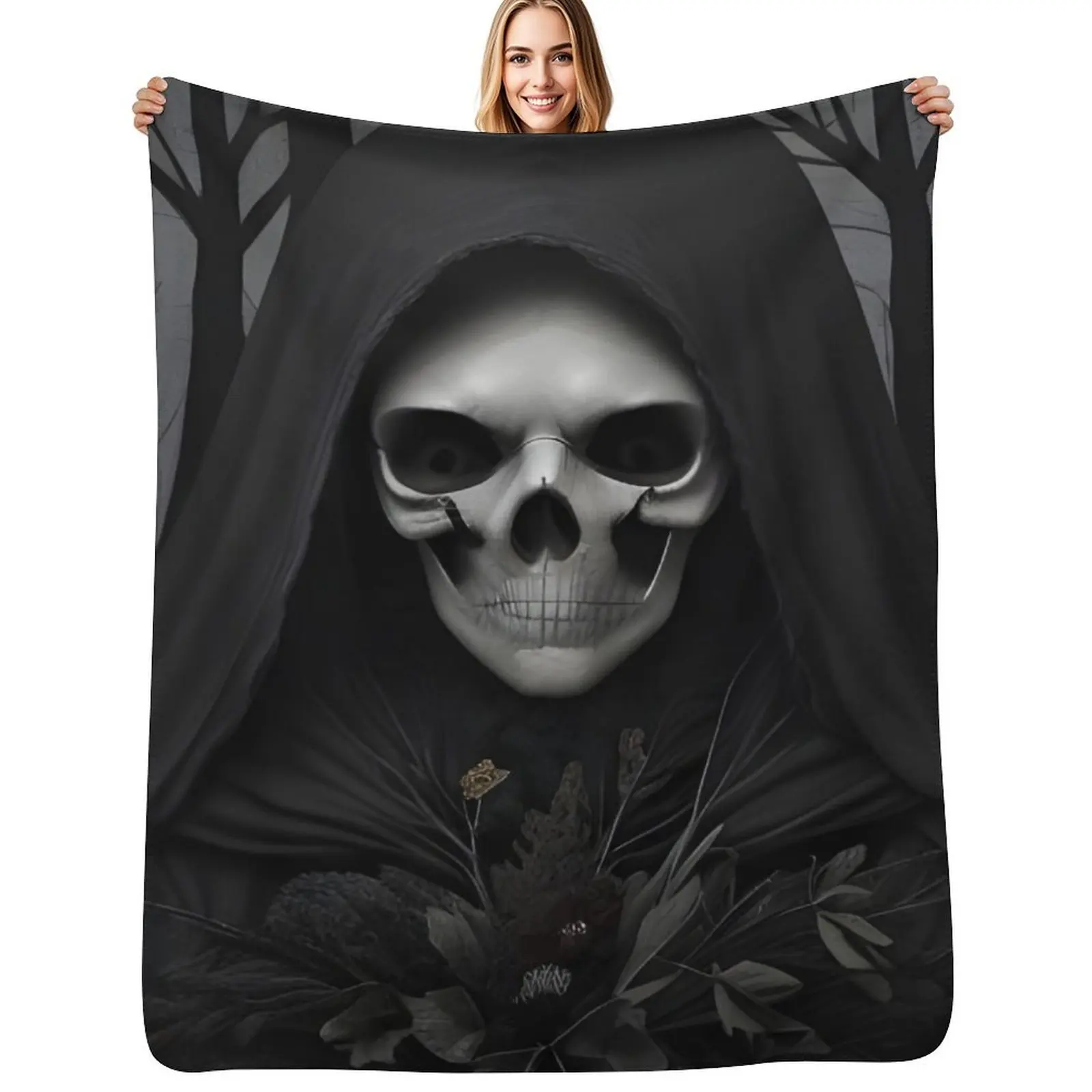 Skeleton bride Throw Blanket Year Round Soft Comfortable Blanket for Home