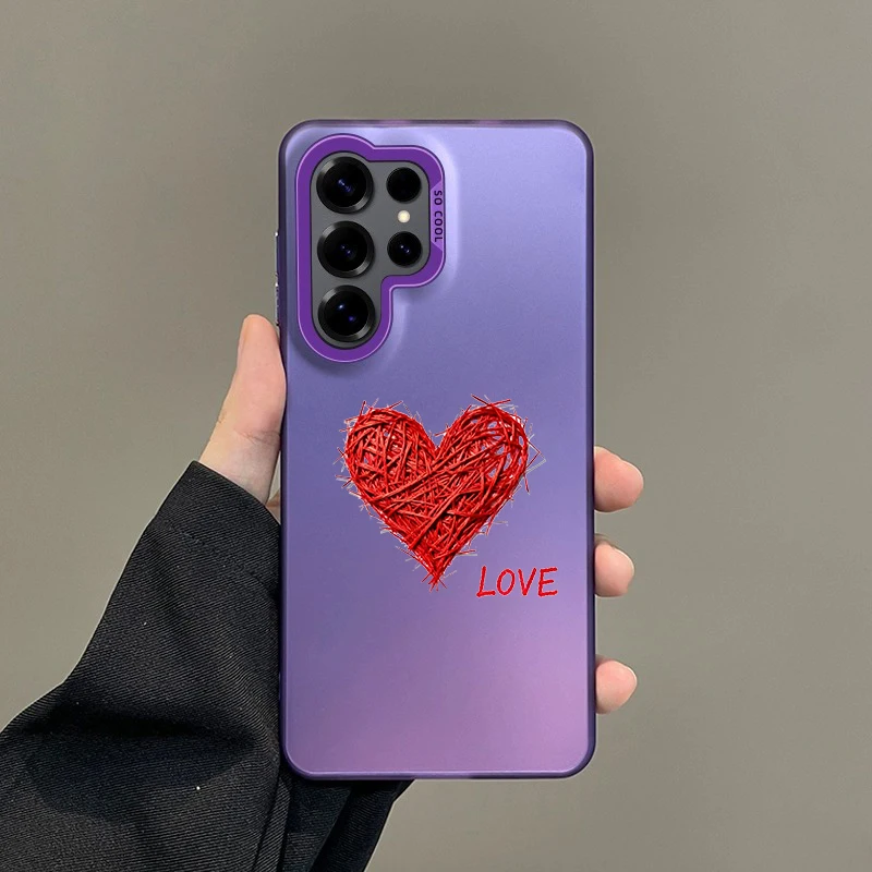 Phone Case for Samsung Galaxy S26 S25 S24 S23 S22 S21 S20 S10 FE Ultra Plus Cover Colorful Soft Edge Hard Shell Red Love Color