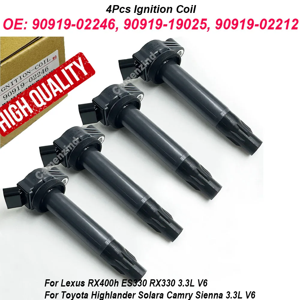 

4 шт. 90919-02246 9091902246 катушка зажигания 90919-02212 90080-19025 UF506 для Toyota Camry Highlander Lexus ES330 RX330 V6 3.3L