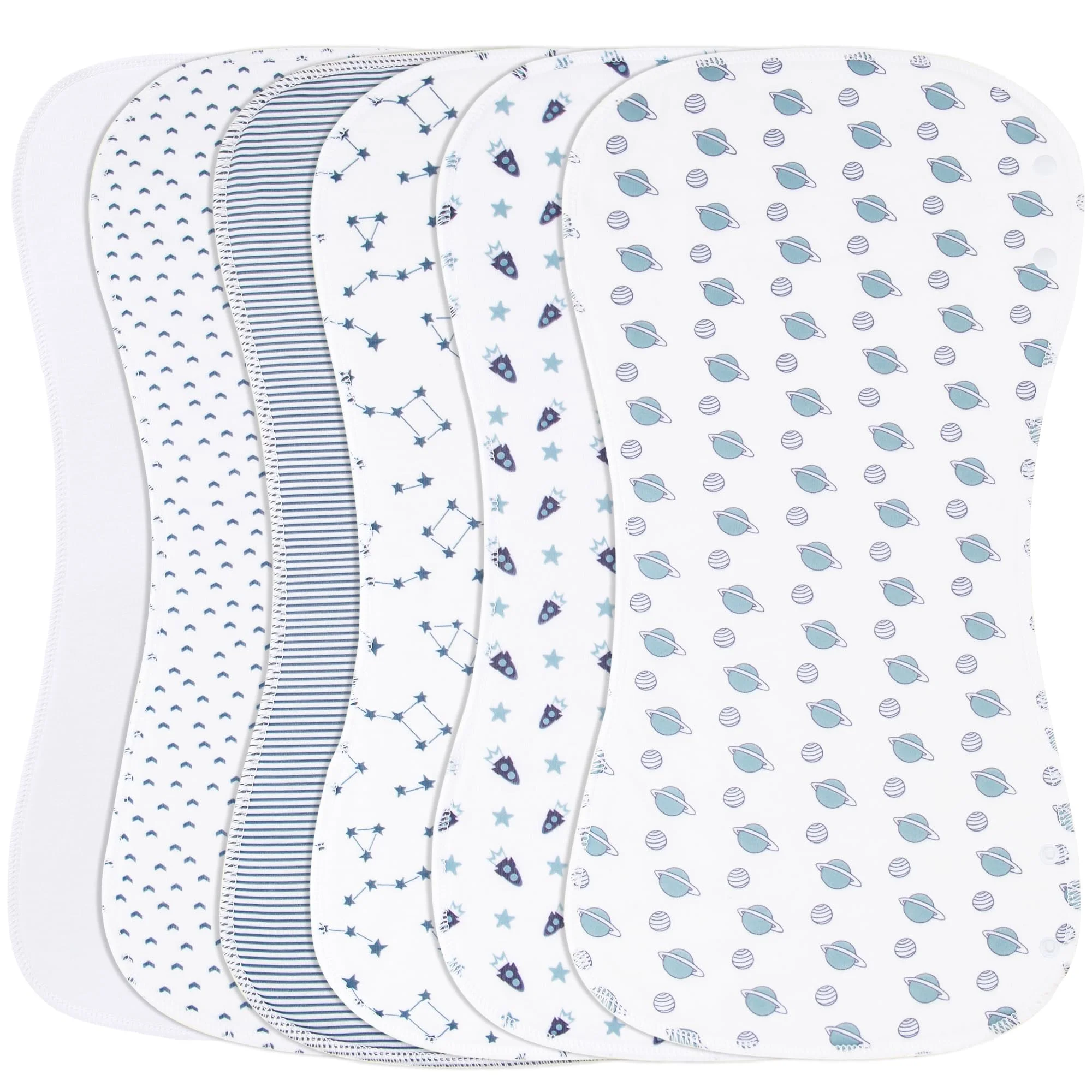 

6-Pack 2-in-1 Burp Cloths & Baby Bibs, Absorbent Soft Cotton Burping Cloths for Spit Up, 3 Layers Thick Baby Burp Rags