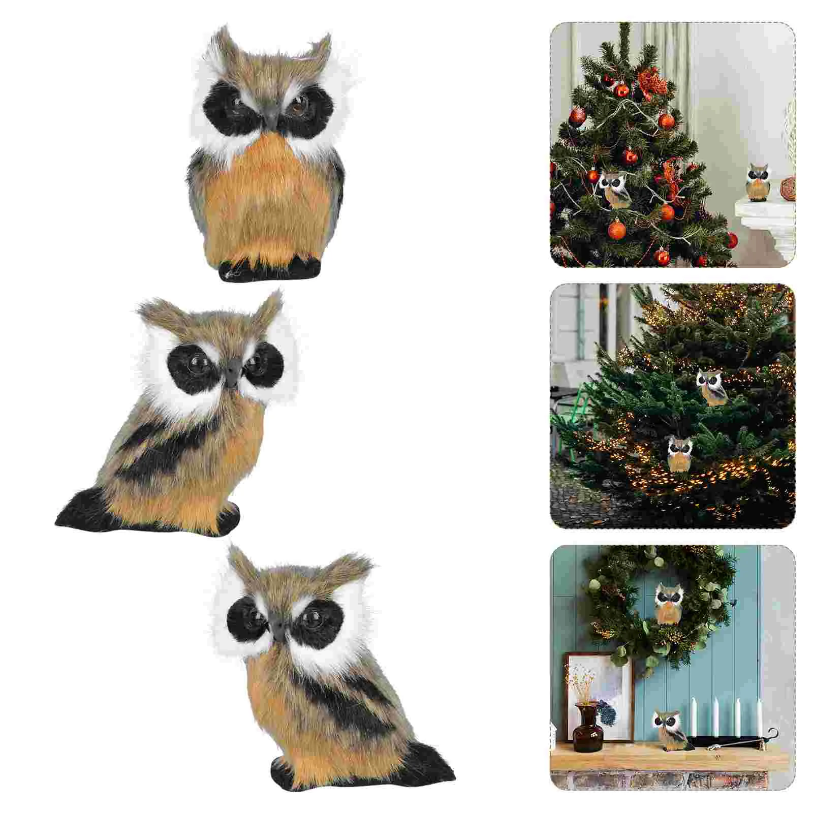 

3 Pcs Seagull Simulation Owl Animal Realistic Bird Decor Pigeon Coffee Static Animals