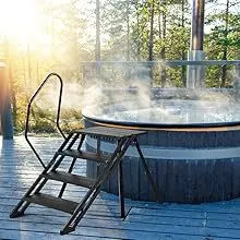 Foldable steps, aluminum portable 4-step camper steps, with handrails, adjustable height