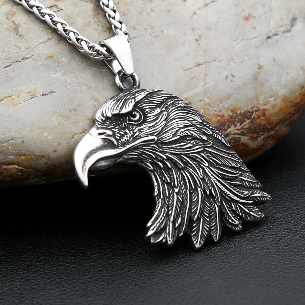 Gothic Vintage Eagle Head Pendant Necklaces For Men Women 316L Stainless Steel Fashion Punk Flag Statue of Liberty Jewelry Gifts