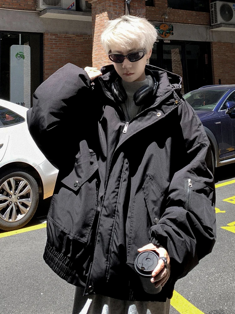 

Bla Samurai American Sle down Cotton Jaet Men's Winter Faion Streetwear Workwear ort Coat Trendy High-End ort Cot...