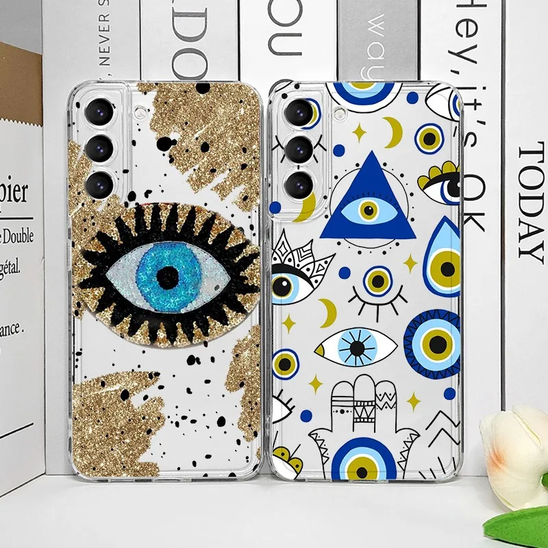 

Lucky Eye Blue Evil Eye Phone Case For Samsung Galaxy S25 S23 S24 S22 Ultra Plus Cover For Galaxy S24+ S23+ S25+ Shell Fundas