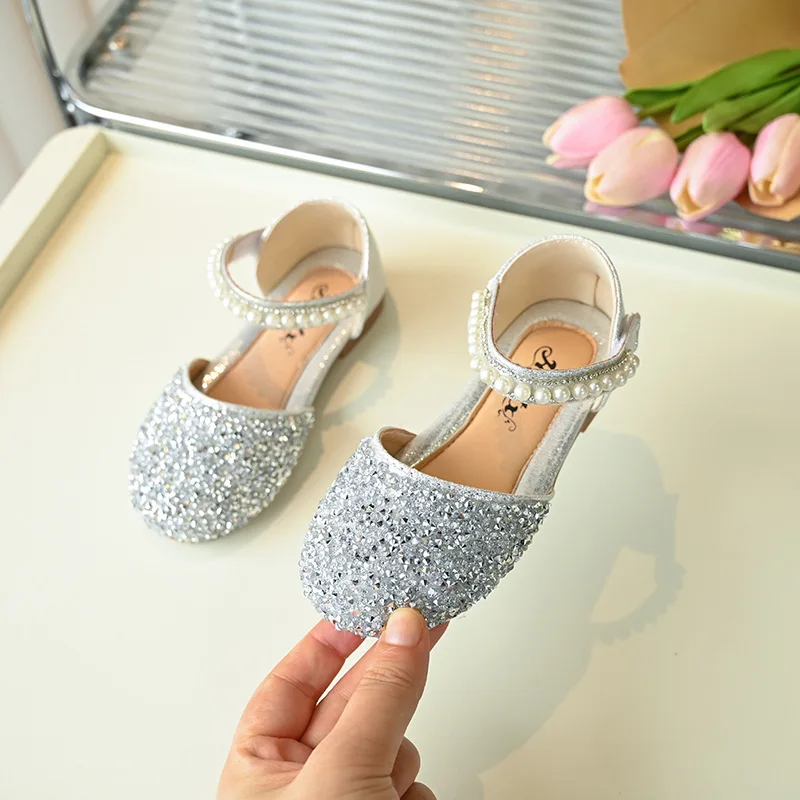 Girl Loafers2026 New Korean Versiongirl Soft Soled Sequinedshoe Fashion Girl Anti Slip Party Formal Child Versatile Leather Shoe