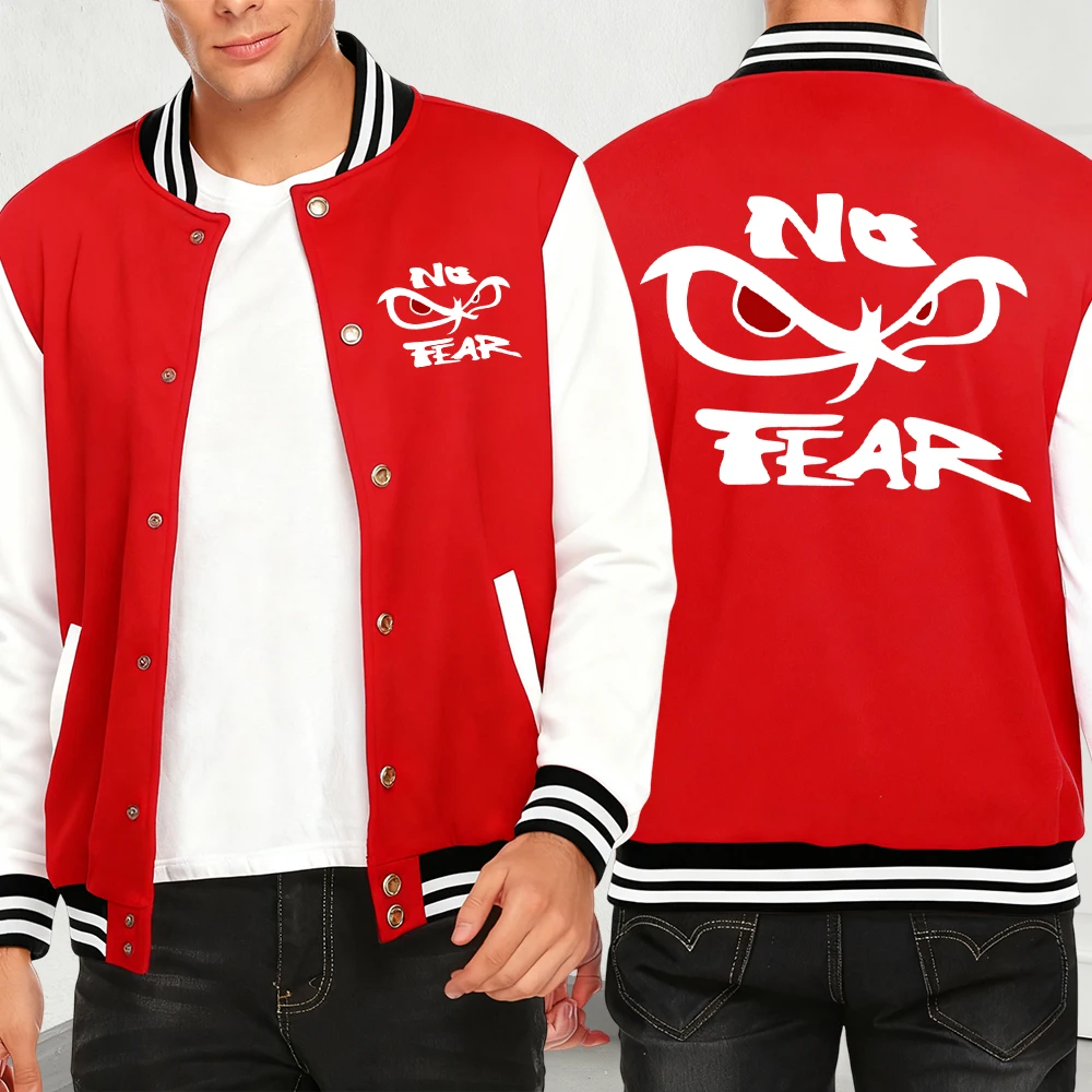 

No Fear Determined Gaze Print Autumn Clothing Men Hip Hop Streetwear Fashion Loose Jackets Casual Street Baseball Jersey