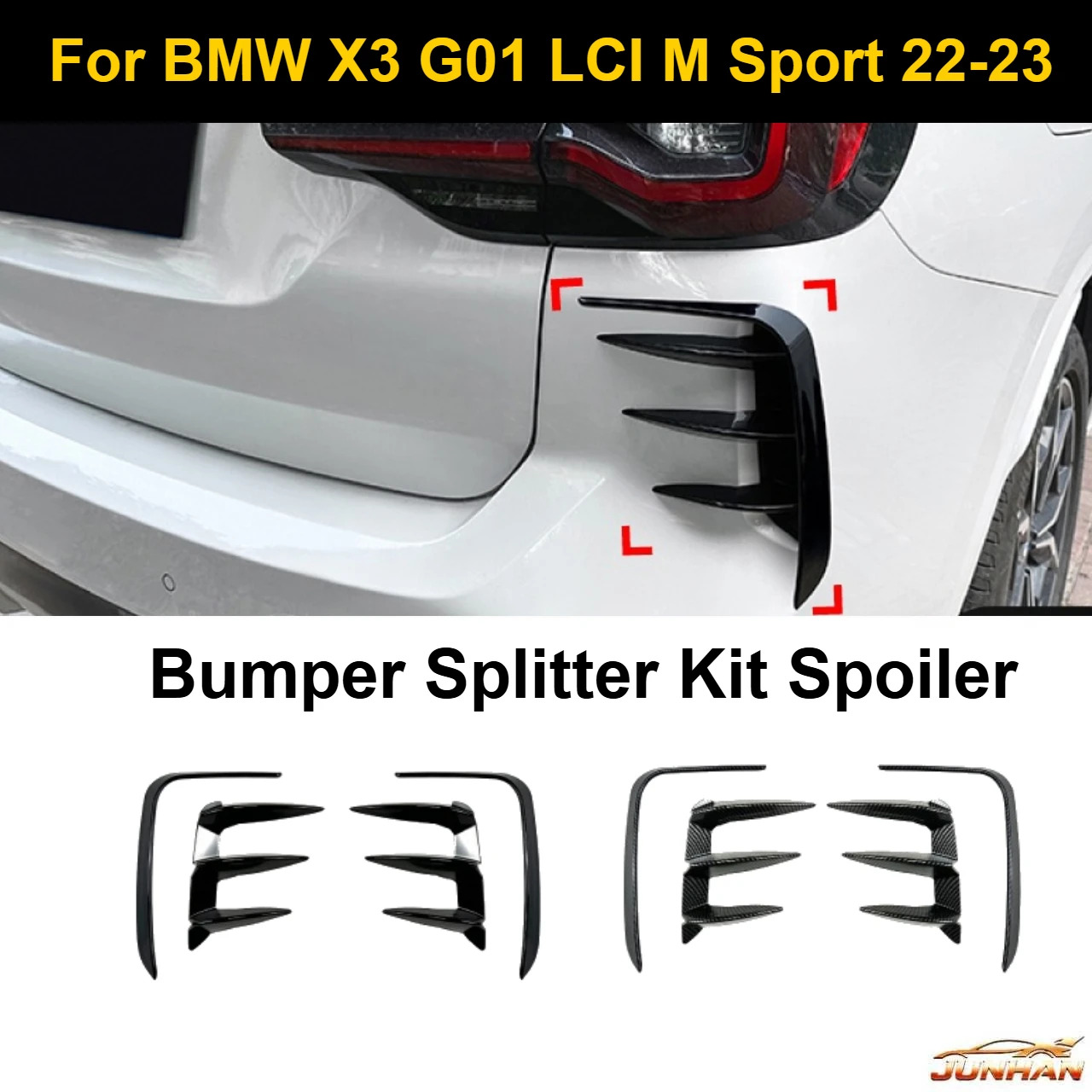 

Car Rear Bumper Splitter Kit Spoiler Rear Canard Air Vent Trim For BMW X3 G01 LCI M Sport 2022-2023-A74F