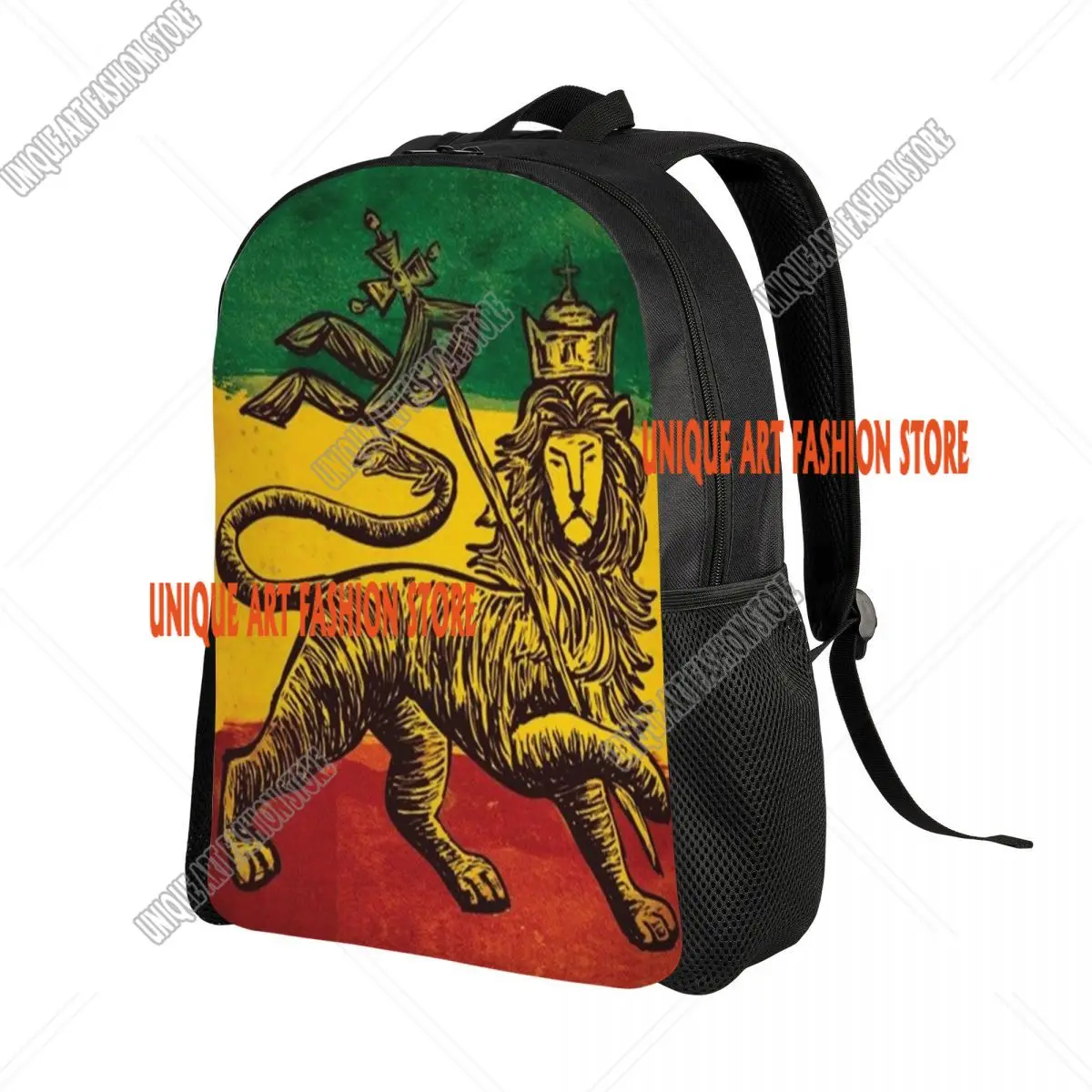 Rasta Flag Lion Of Judah Backpacks for School College Student Bookbag Fits 15 Inch Laptop Jamaica Rastafarian Reggae Bags