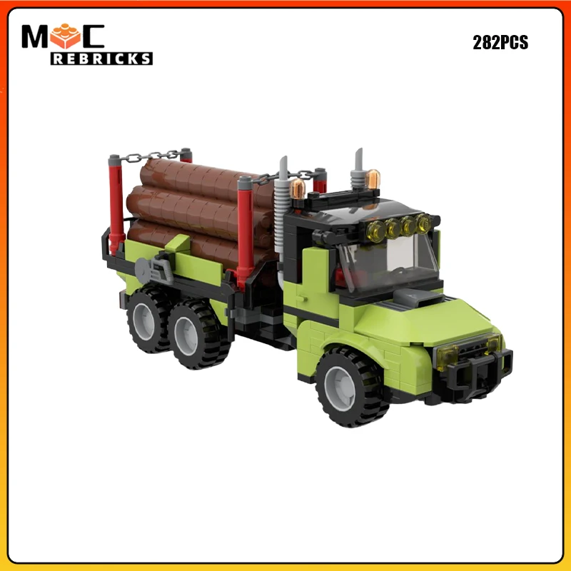 MOC Heavy Duty Log Carrier Truck Building Blocks Timber Cargo Freight Transport Vehicle Model Forestry Toy Adult Collector Gift