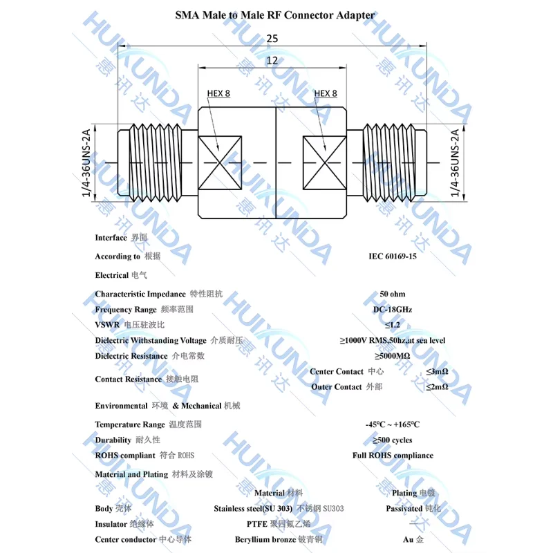 SMA-KKG Precision Stainless Steel 18G High Frequency Test Adapter Female to Female 0-18G Connector for Electronic Components