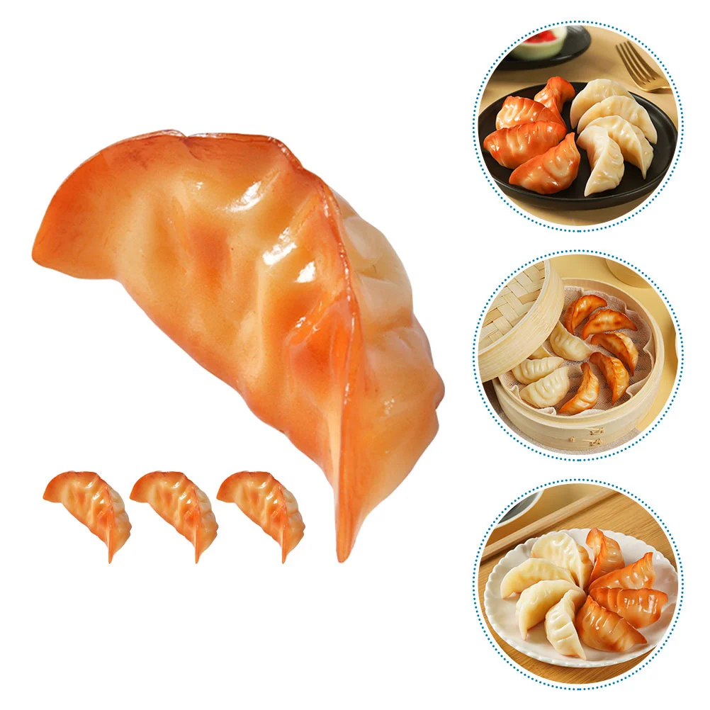 4 Pcs Dumpling Clay Figurine Simulation Model Decorative Food Mini Pvc Kitchen Child