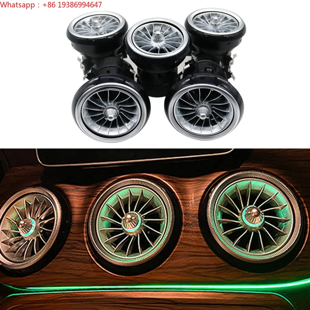 For New Style Car Air Vent Turbine Air Condition Outlet 12 Colors Ambient Light for Mercedes W117 W156 W176