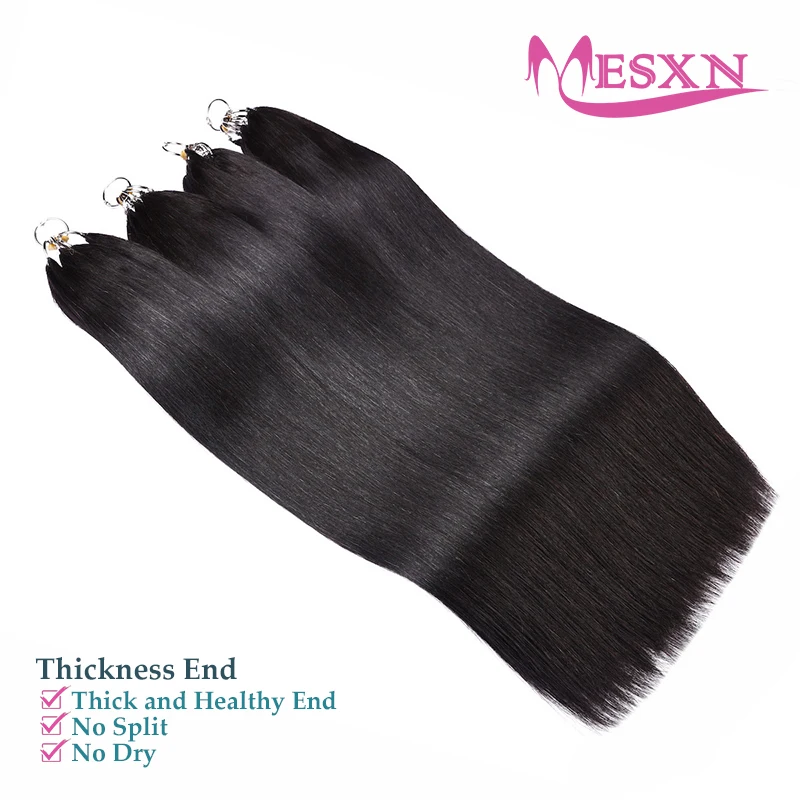 MESXN-Extensões naturais do cabelo da pena do Virgin, cabelo humano 100% real, confortável e invisível, preto, marrom, loiro, 16 "-26"