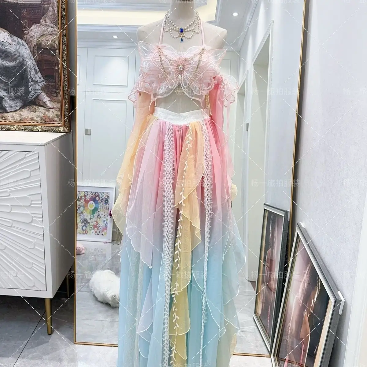 الأميرة الغربية تحسين الفراشة Hanfu فتاة غربية تحلق غريبة الثقيلة الحرفية نمط التطريز التدرج مجموعة #2