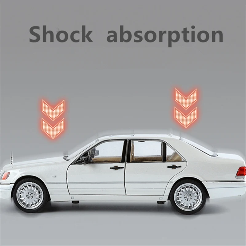 New 1:24 Benzs S-W140 320SEL Diecast Alloy Car Model Sound and Light Pull Back Childrens Toy Collectibles Ornament Birthday Gift