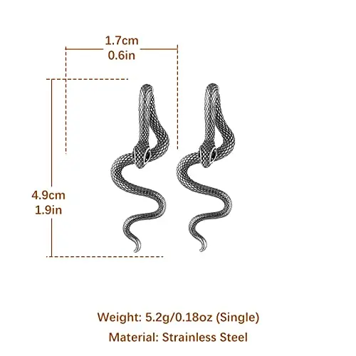 여성용 뱀 질감 분리형 동물 귀걸이, 맞춤형 금속 블랙 긴 뱀 귀걸이, 보석 선물, 새로운 스타일 인기