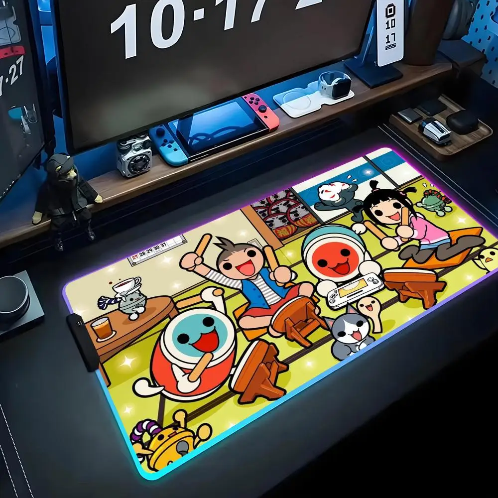 

GAME Taiko no Tatsujin Mouse Pad RGB Gaming Mousepad Big LED Pad PC Desk Mat Luminous Mouse Pad Large Keyboard Mats Table Rug