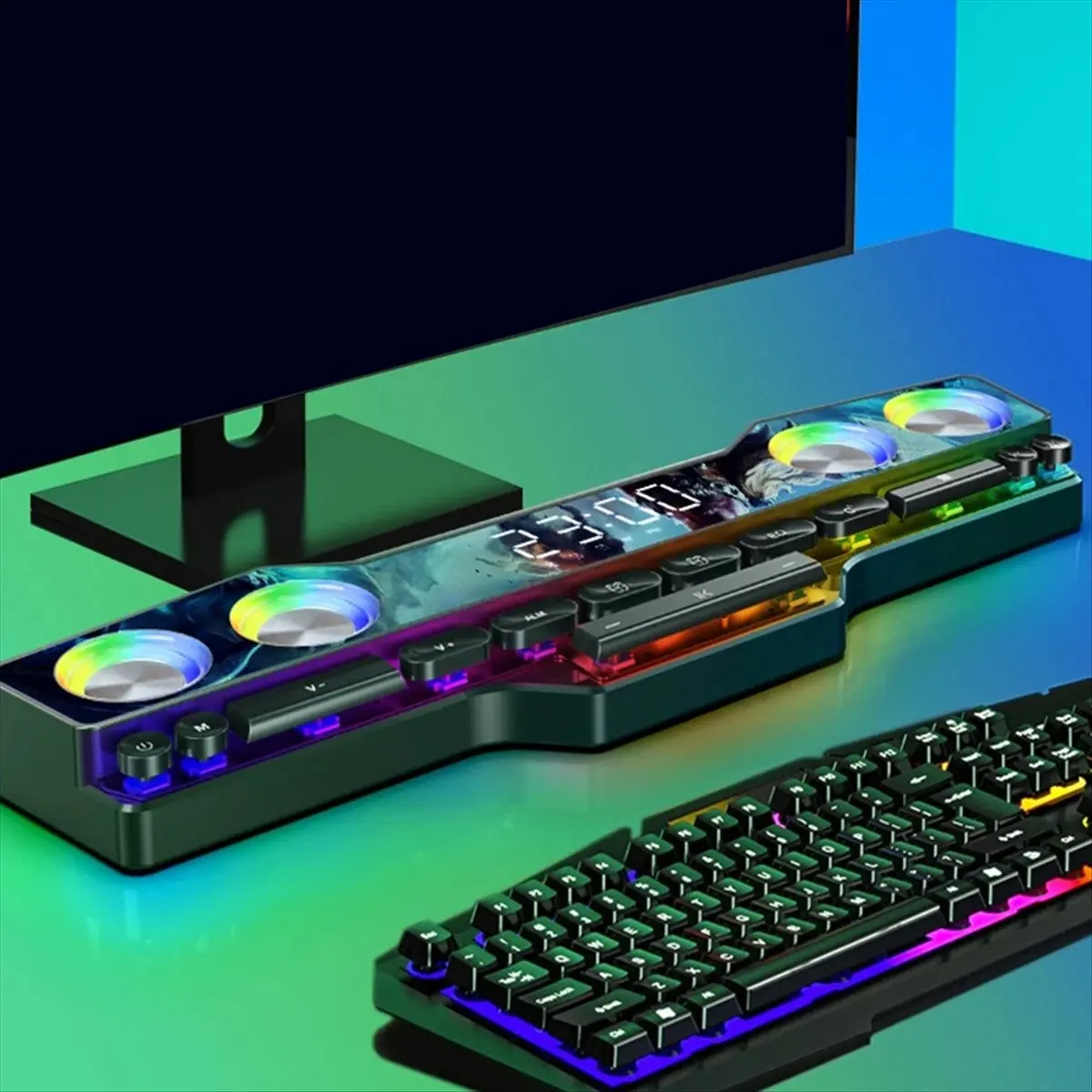 

AS62 V18 Игровые колонки с яркой подсветкой для дома и компьютера, мощный звук, LED-подсветка, игровая клавиатура, Bluetooth-колонки